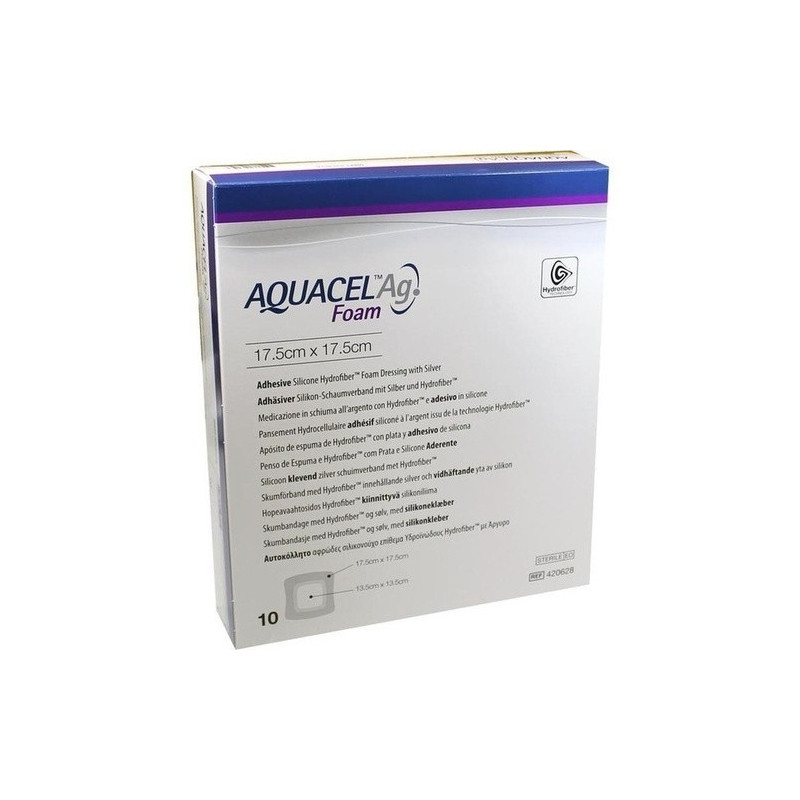 AQUACEL Ag Foam adhäsiv 17.5x17.5cm, 10 ST – PZN 9060245