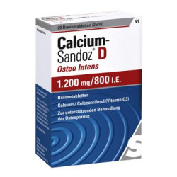 Calcium-Sandoz D Osteo intens 1200mg/800 I.E. (20 stk) – PZN 423686