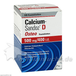 CALCIUM SANDOZ D OSTEO 500MG/400I.E. Kautablette, 100 ST – PZN 2227825