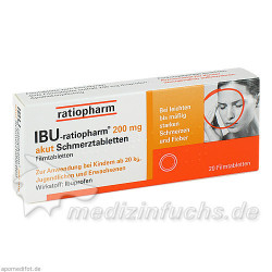 Ibu-ratiopharm 200mg akut Schmerztabletten, 20 ST – PZN 984723