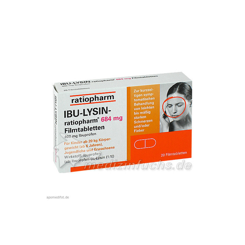 IBU-LYSIN-ratiopharm 684mg Filmtabletten, 20 ST – PZN 7628546