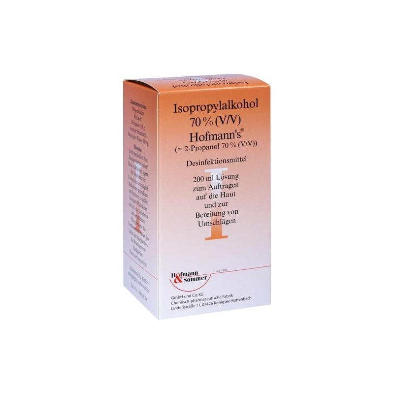 Isopropylalkohol 70% (V/V) Hofmann's, 200 ML – PZN 10112496