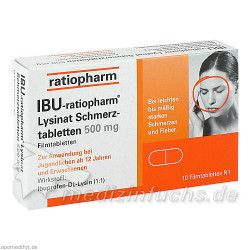 IBU-ratiopharm Lysinat Schmerztabletten 500mg, 10 ST – PZN 1224109