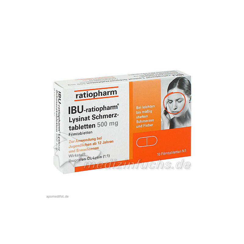 IBU-ratiopharm Lysinat Schmerztabletten 500mg, 10 ST – PZN 1224109